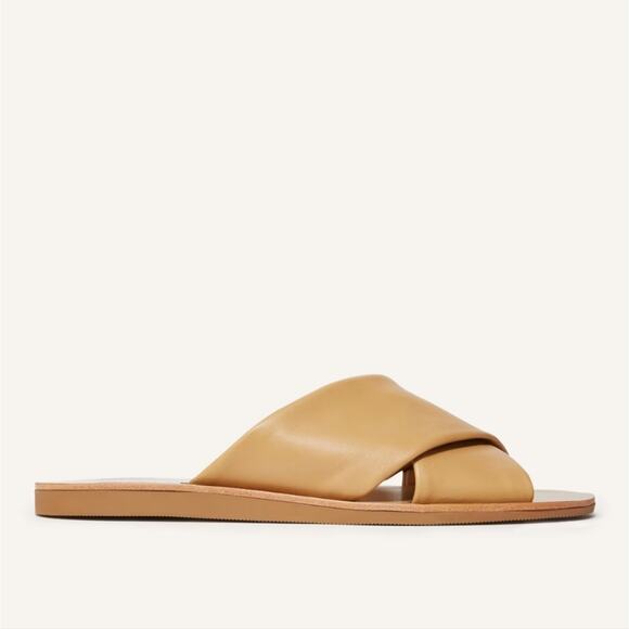 Everlane NWT Day Crossover Leather Sandal Light Taupe Crisscross Flat Women's 8 - Picture 4 of 12